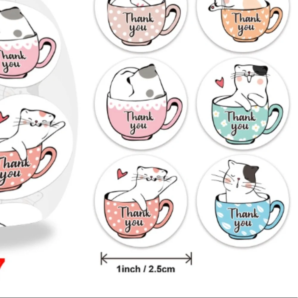 200 thank you cat stickers small 1”